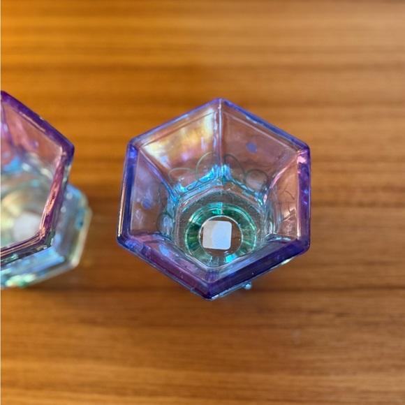 Partylite Mardi Gras Glass Votive Candle Holders Set of 2 - Picture 10 of 11